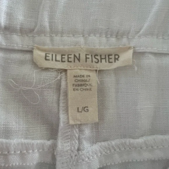 Eileen Fisher | white cropped wide leg Linen Pants - Picture 2 of 3